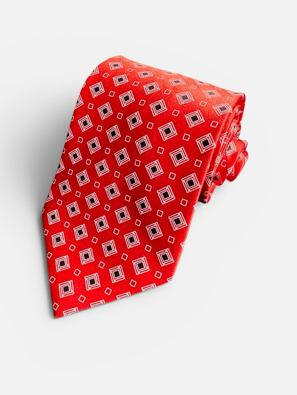 NEW DolcePunta mens red Geometric pattern 100% silk luxury tie NWT